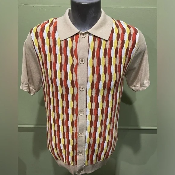 Lavane shirt button front sweater material rust regular fit - Picture 1 of 4